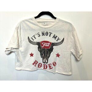 Goodie Two Sleeves Distressed Cropped Tee "Its Not My First Rodeo" Size Small